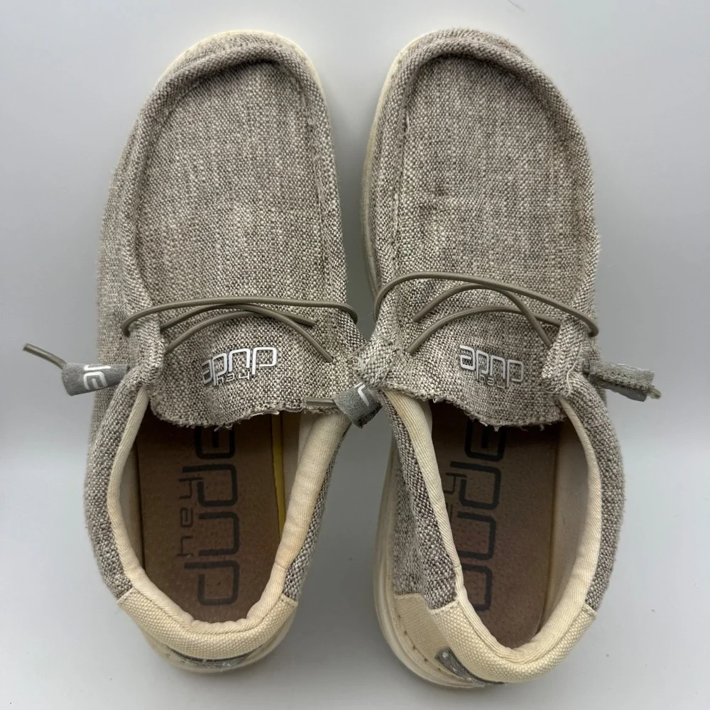 Hey Dude Wally Woven Shoes Mens 9 Beige Slip On Loafers Casual‎ Outdoors